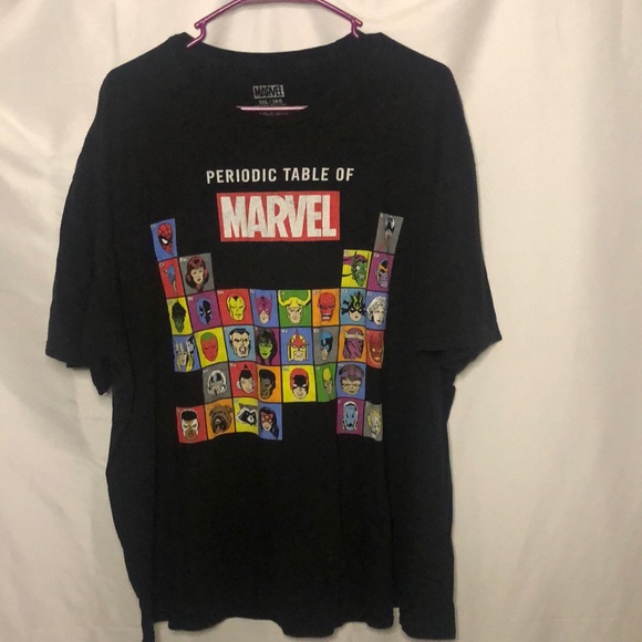 MARVEL black men’s tee shirt. Periodic table of super heroes. Size 3 XL. - Picture 1 of 7